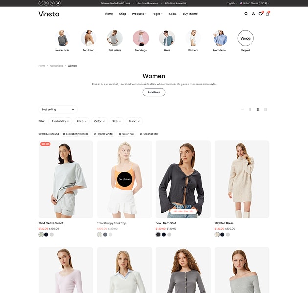 Vineta’s web development project screenshot